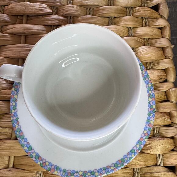 ALPAC Vintage Porcelain Large Cups And Saucers With Floral & Water Depiction - Picture 11 of 11